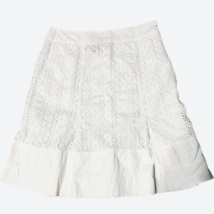 Oscar de la Renta White Eyelet Skirt